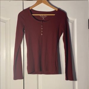 Hollister Maroon Long Sleeve Shirt